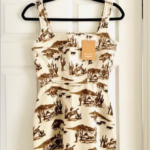 Davies bustier denim mini dress - color desert sand